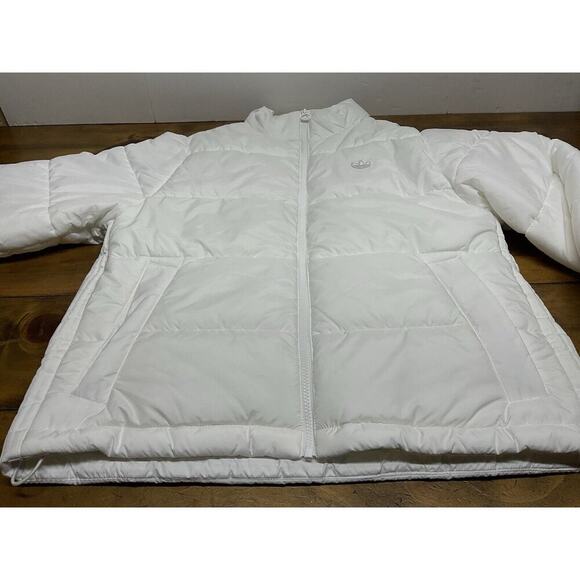 Adidas Puffer Jacket Coat Insulated Women's Medium White Trefoil Logo - Picture 6 of 16